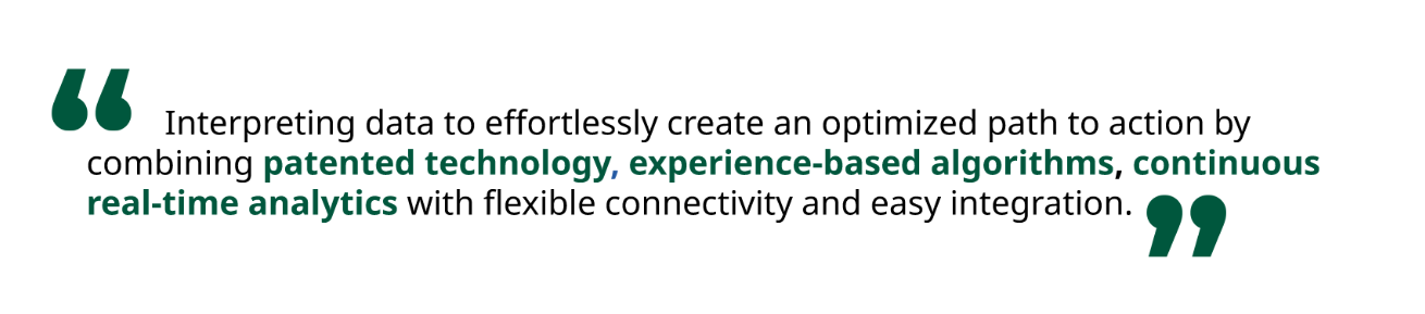 Patented technology, experice-based algorithms, continuous real-time analytics