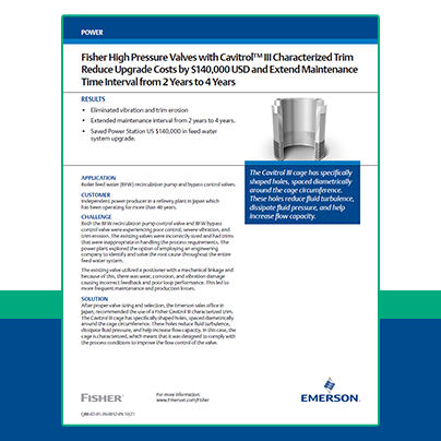 apan - Fisher High Pressure Valves with Cavitrol™