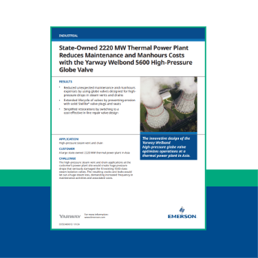 Proven Result: Yarway Welbond 5600 High-Pressure Globe Valve