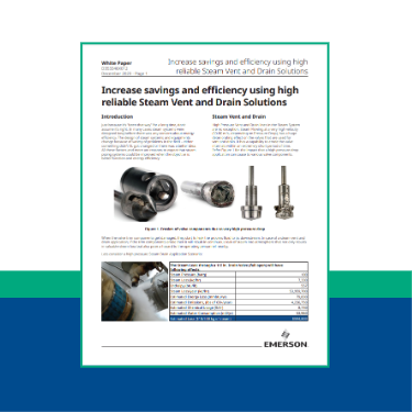 Whitepaper: Increasing savings and efficiency using high reliable Steam Vent and Drain Solutions