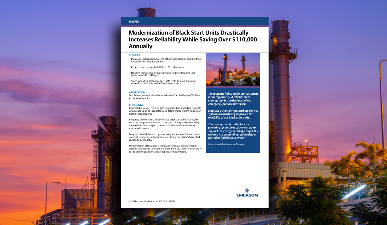 Modernizing Black Start Units for Faster, Smarter Grid Recovery